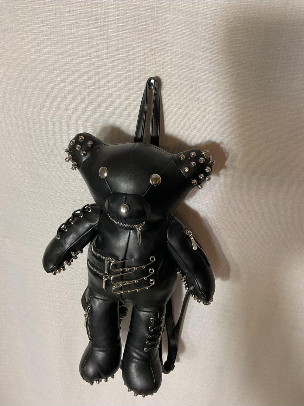 Current Mood Black Studded Teddy Bear Backpack